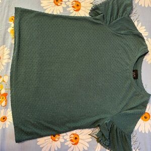 W5 Green Fitted Ruffled Blouse